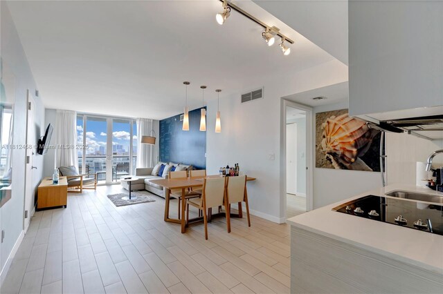 2602 E Hallandale Beach Blvd Unit R1709, Hallandale Beach, FL 33009 - living area featuring floor to ceiling windows, track lighting, and baseboards