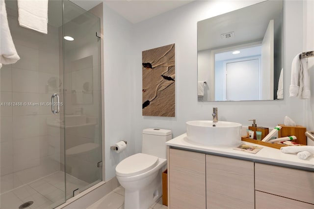 2602 E Hallandale Beach Blvd Unit R1709, Hallandale Beach, FL 33009 - full bath featuring vanity, a stall shower, toilet, and tile patterned flooring