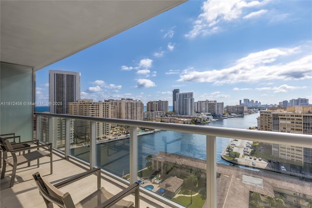 2602 E Hallandale Beach Blvd Unit R1709, Hallandale Beach, FL 33009 - balcony featuring a view of skyline and a water view