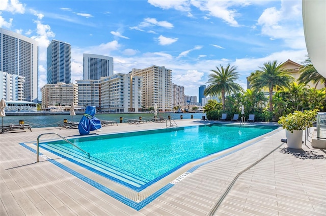 2602 E Hallandale Beach Blvd Unit R1709, Hallandale Beach, FL 33009 - community pool featuring a skyline view