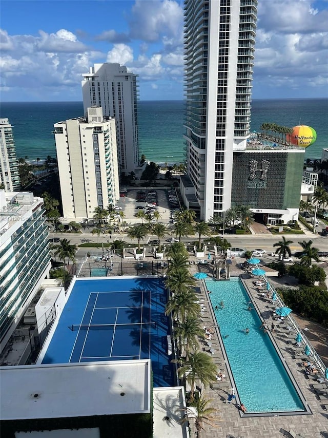 4010 S Ocean Dr Unit R1705, Hollywood, FL 33019 - drone / aerial view of a pool area and a nearby body of water