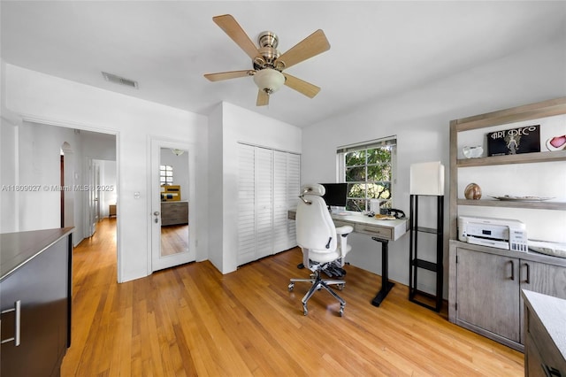 703 NE 88th St, Miami, FL 33138 - home office featuring ceiling fan and light wood-style flooring