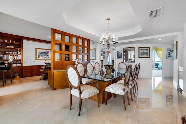 19955 NE 38th Ct Unit 2204, Aventura, FL 33180 - dining room with a chandelier and a raised ceiling