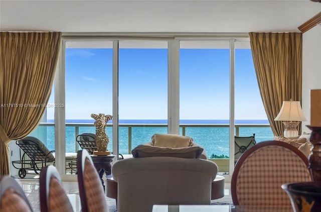 19955 NE 38th Ct Unit 2204, Aventura, FL 33180 - dining space with healthy amount of natural light, a water view, and floor to ceiling windows