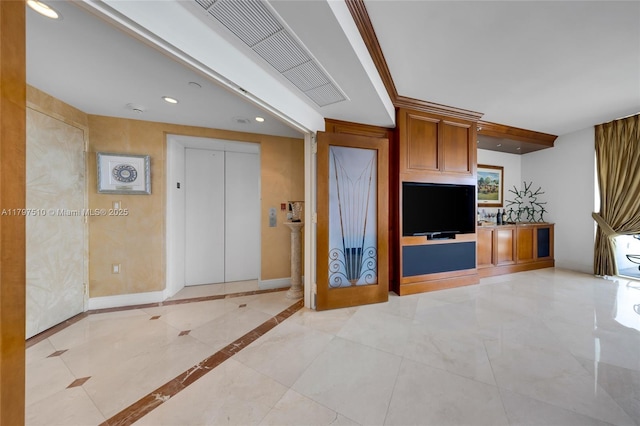 19955 NE 38th Ct Unit 2204, Aventura, FL 33180 - unfurnished living room with elevator, recessed lighting, and baseboards