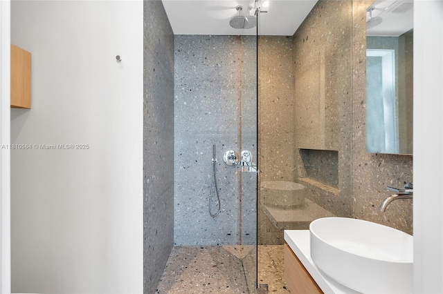 8701 Collins Ave Unit 905, Miami Beach, FL 33154 - bathroom with double vanity and walk in shower