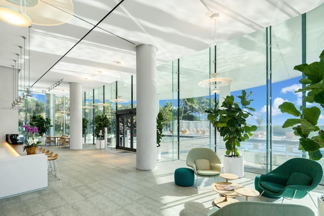 8701 Collins Ave Unit 905, Miami Beach, FL 33154 - community lobby with floor to ceiling windows