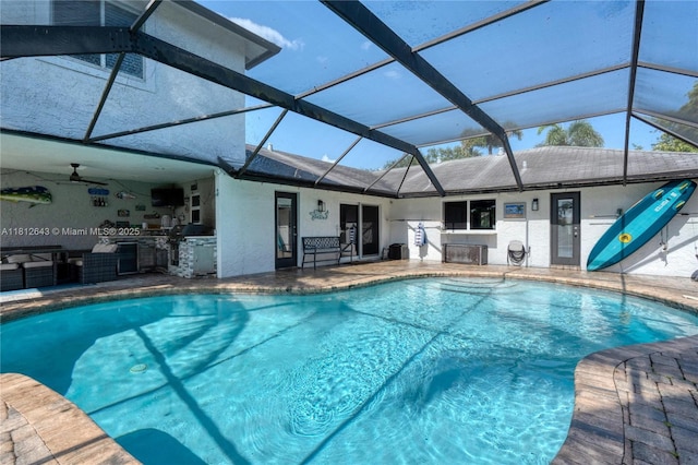 2750 SW 86th Way, Davie, FL 33328 - outdoor pool featuring a patio area, glass enclosure, and outdoor lounge area