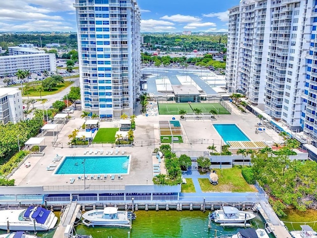 18041 Biscayne Blvd Unit 1201, Aventura, FL 33160 - view of urban area featuring a pool area and a large body of water