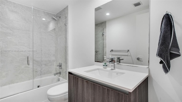 488 NE 18th St Unit 4208, Miami, FL 33132 - bathroom featuring toilet, vanity, bath / shower combo with glass door, and recessed lighting