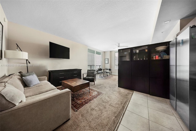 1900 N Bayshore Dr Unit 3605, Miami, FL 33132 - living room with a ceiling fan, light tile patterned floors, and a textured ceiling