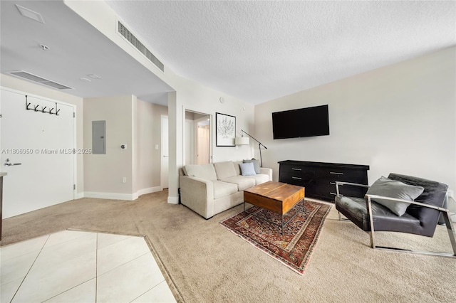 1900 N Bayshore Dr Unit 3605, Miami, FL 33132 - living room featuring carpet floors, electric panel, and a textured ceiling