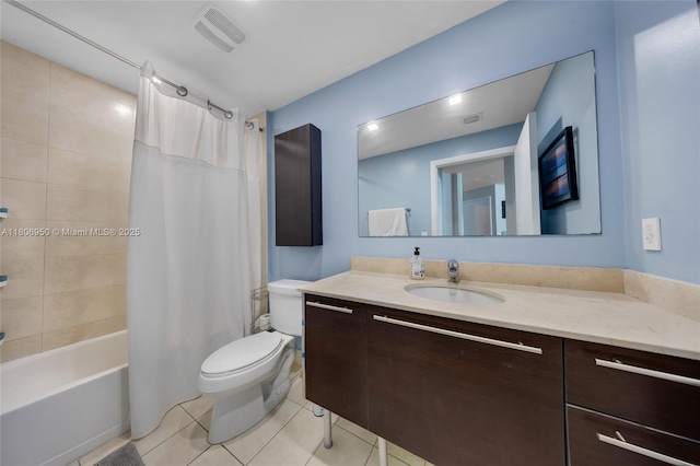 1900 N Bayshore Dr Unit 3605, Miami, FL 33132 - full bathroom with toilet, vanity, tile patterned flooring, and shower / tub combo with curtain