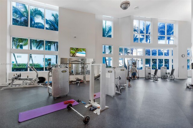 1900 N Bayshore Dr Unit 3605, Miami, FL 33132 - gym featuring a towering ceiling