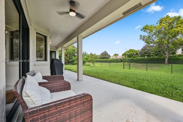 20141 NW 8th St, Pembroke Pines, FL 33029 - view of patio / terrace with ceiling fan and area for grilling