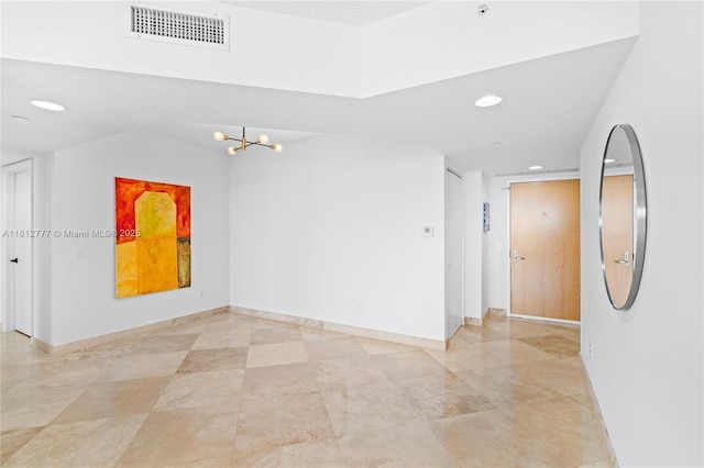 21055 Yacht Club Dr Unit 2104, Aventura, FL 33180 - empty room featuring recessed lighting, baseboards, and a chandelier