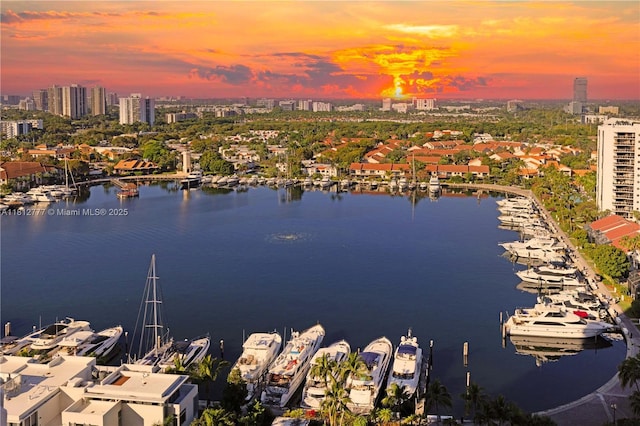 21055 Yacht Club Dr Unit 2104, Aventura, FL 33180 - aerial view at dusk of a city view and a water view