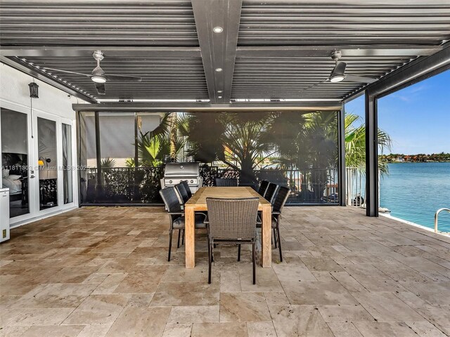 13381 SW 151st Ter, Miami, FL 33186 - view of patio / terrace featuring outdoor dining area, grilling area, and french doors