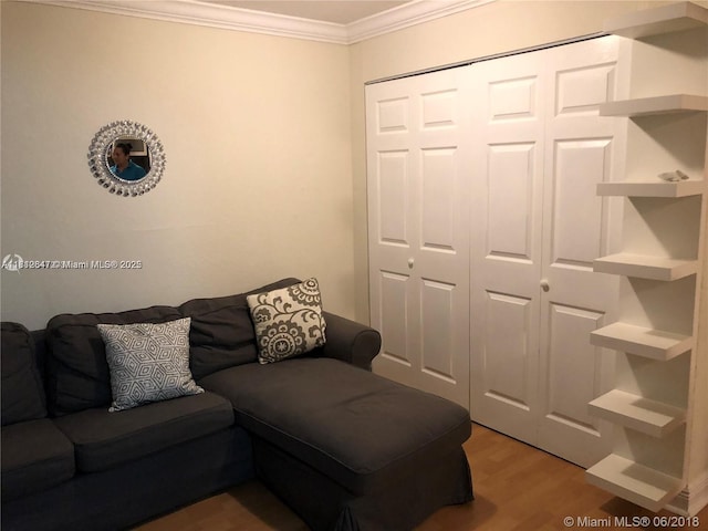17255 SW 95th Ave Unit D-349, Palmetto Bay, FL 33157 - living room with ornamental molding and light wood-style flooring