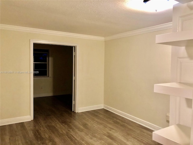 17255 SW 95th Ave Unit D-349, Palmetto Bay, FL 33157 - spare room with dark wood-style floors, crown molding, baseboards, and a textured ceiling