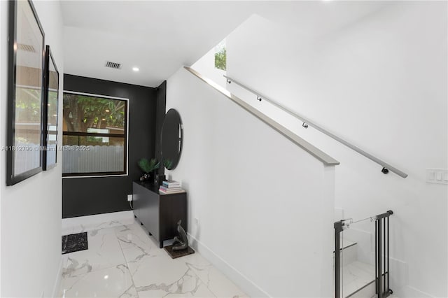 2320 SW 14th St, Miami, FL 33145 - hallway with marble tiled flooring and recessed lighting