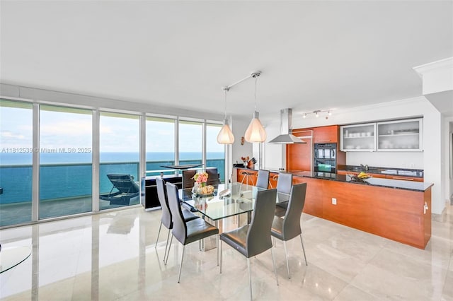 1830 S Ocean Dr Unit 3801, Hallandale Beach, FL 33009 - dining area with rail lighting and a water view