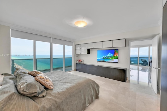 1830 S Ocean Dr Unit 3801, Hallandale Beach, FL 33009 - bedroom featuring ornamental molding, multiple windows, and access to outside