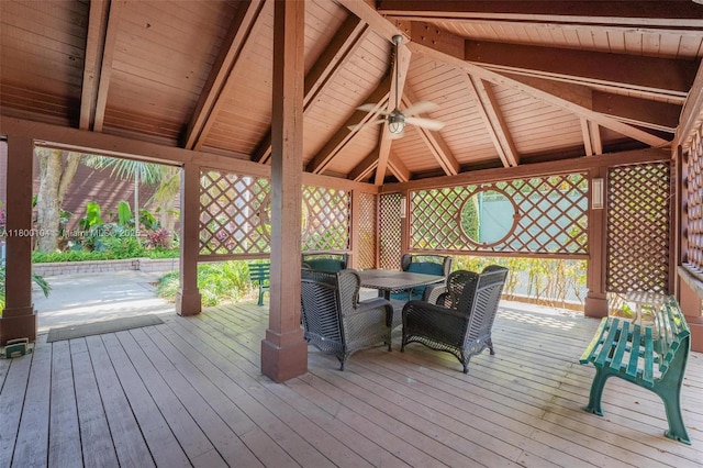 4000 Towerside Ter Unit 1403, Miami, FL 33138 - deck featuring a gazebo, outdoor dining space, and a ceiling fan