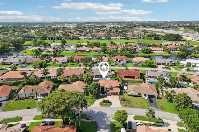15050 E Falcons Lea Dr, Davie, FL 33331 - aerial view of residential area featuring a large body of water