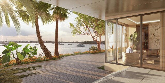 7918 W Dr Unit 704, North Bay Village, FL 33141 - view of patio / terrace with a water view