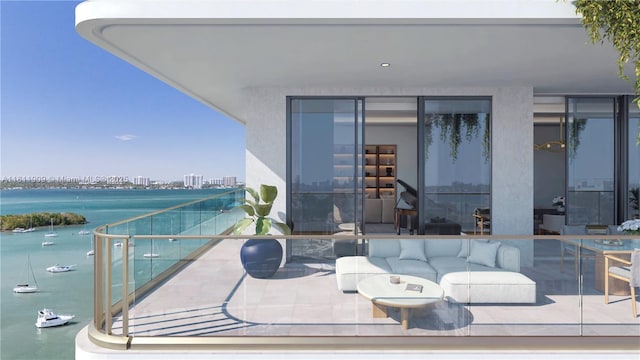 7918 W Dr Unit Ph-2002, North Bay Village, FL 33141 - balcony with a water view and an outdoor living space
