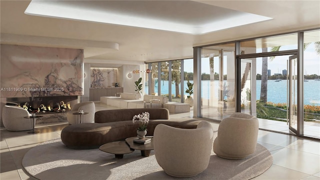 7918 W Dr Unit Ph-2002, North Bay Village, FL 33141 - building lobby with a water view and a wall of windows