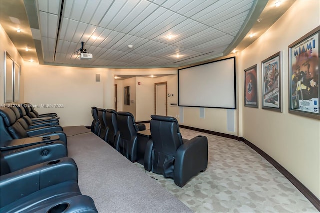 253 NE 2nd St Unit 3108, Miami, FL 33132 - home theater room featuring light carpet and baseboards