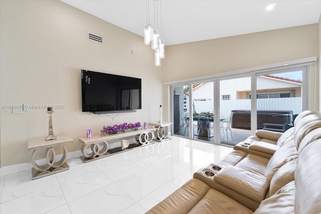 8902 NW 148th St, Miami Lakes, FL 33018 - living area with marble look tiles and baseboards