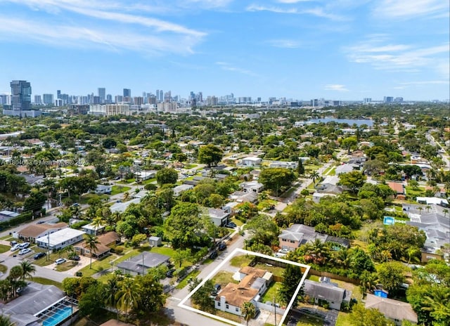 504 SW 5th Ave, Hallandale Beach, FL 33009 - aerial overview of property's location featuring city skyline and property boundaries highlighted
