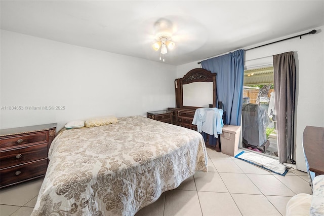 504 SW 5th Ave, Hallandale Beach, FL 33009 - bedroom with light tile patterned floors, access to outside, and ceiling fan