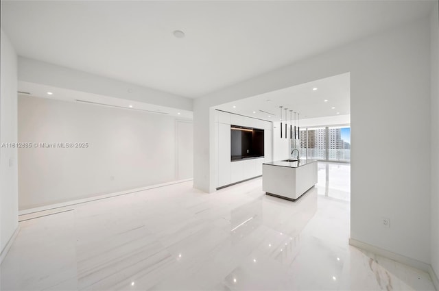 300 Biscayne Boulevard Way Unit 1904C, Miami, FL 33131 - unfurnished living room with a sink, light marble finish flooring, and recessed lighting