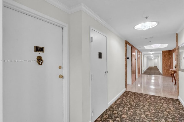 700 Biltmore Way Unit 505, Coral Gables, FL 33134 - hallway featuring ornamental molding and baseboards
