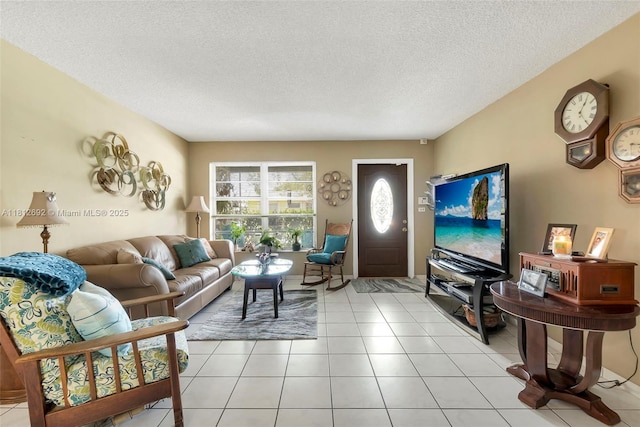5714 NW 66th Ter, Tamarac, FL 33321 - living area with a textured ceiling and light tile patterned floors