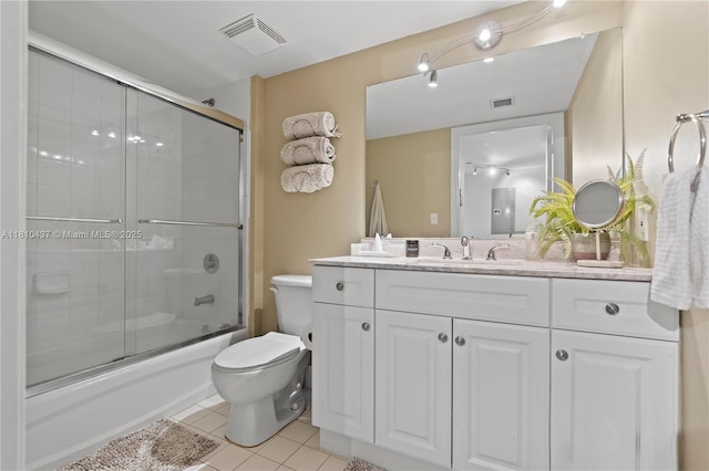 3000 Coral Way Unit 510, Miami, FL 33145 - bathroom with vanity, toilet, enclosed tub / shower combo, and tile patterned floors