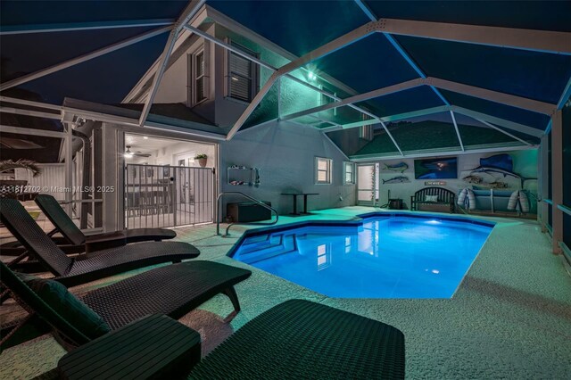 6459 Ungerer St, Jupiter, FL 33458 - view of swimming pool featuring a patio and a lanai