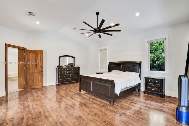 5963 NW 75th Way, Parkland, FL 33067 - bedroom featuring lofted ceiling, wood finished floors, baseboards, and recessed lighting