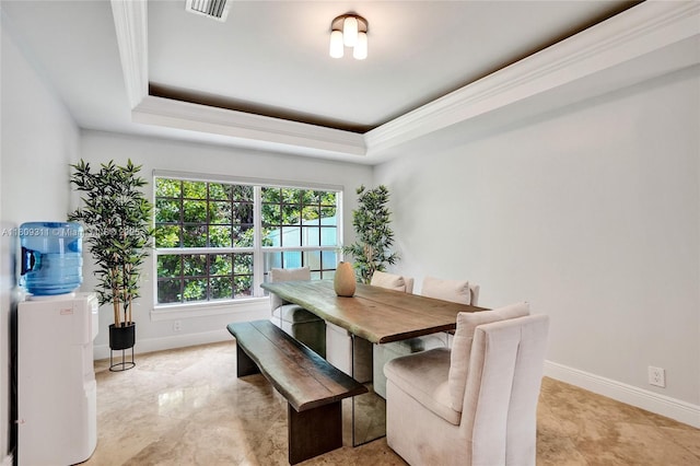 5963 NW 75th Way, Parkland, FL 33067 - dining area featuring baseboards, crown molding, and a tray ceiling