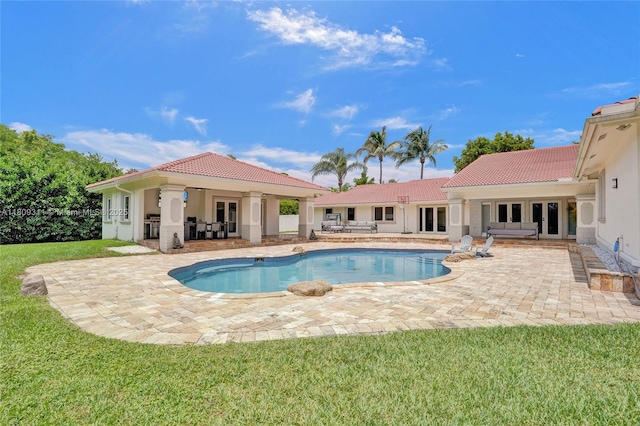 5963 NW 75th Way, Parkland, FL 33067 - swimming pool featuring french doors and a patio