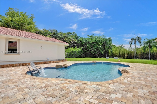 5963 NW 75th Way, Parkland, FL 33067 - outdoor pool featuring a patio and a lawn