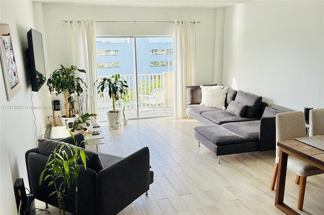 1455 N Treasure Dr Unit 6C, North Bay Village, FL 33141 - living room featuring light wood-style flooring