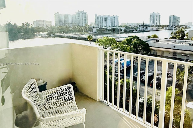 1455 N Treasure Dr Unit 6C, North Bay Village, FL 33141 - balcony featuring a city view and a water view
