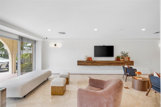 1455 N Treasure Dr Unit 6C, North Bay Village, FL 33141 - living area featuring recessed lighting and light tile patterned floors