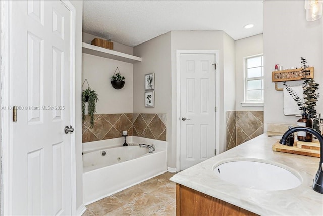 3661 Misty, Woods, FL 32571 - full bath with a whirlpool tub, double vanity, and tile patterned flooring