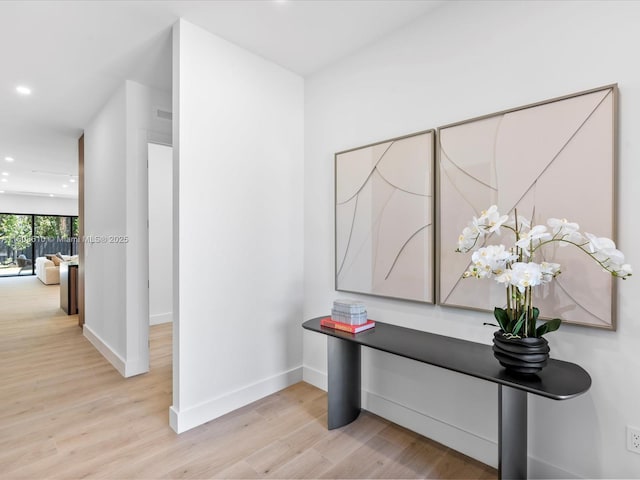 1735 SW 24th Ter, Miami, FL 33145 - hall with light wood-style floors, baseboards, and recessed lighting